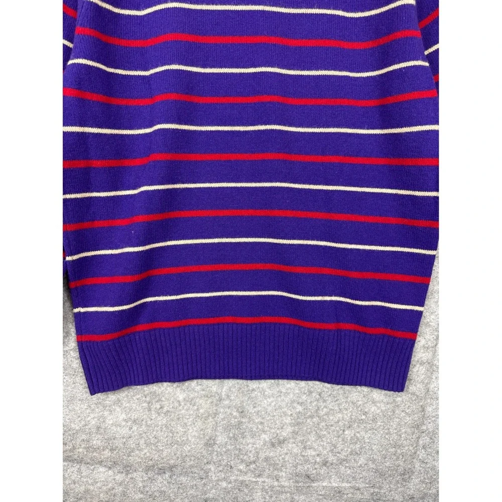 J.‎ Crew Rugged Merino Wool Blend Striped Crew Neck Sweater Purple Red Mens L